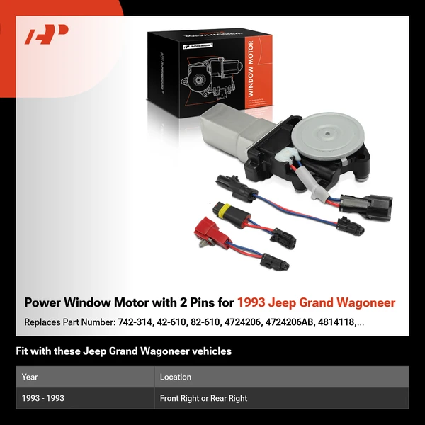 Power Window Motor with 2 Pins for 1993 Jeep Grand Wagoneer