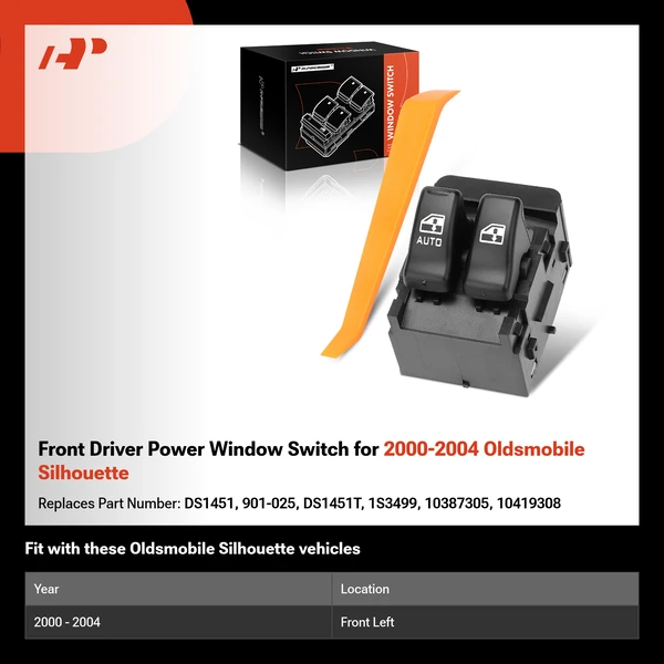 Front Driver Power Window Switch for 2000-2004 Oldsmobile Silhouette