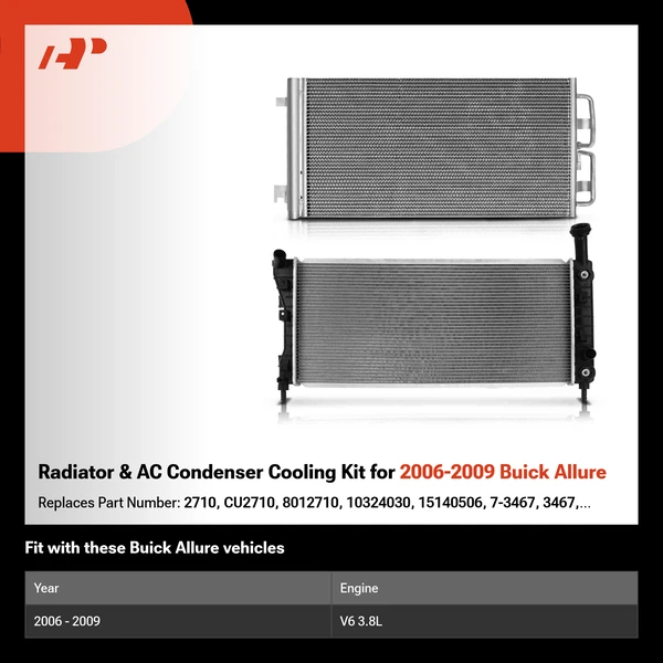 Radiator & AC Condenser Cooling Kit for 2006-2009 Buick Allure