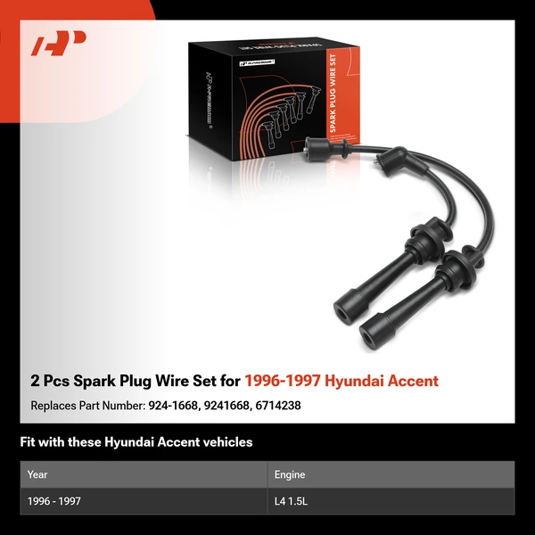 2 Pcs Spark Plug Wire Set for 1996-1997 Hyundai Accent