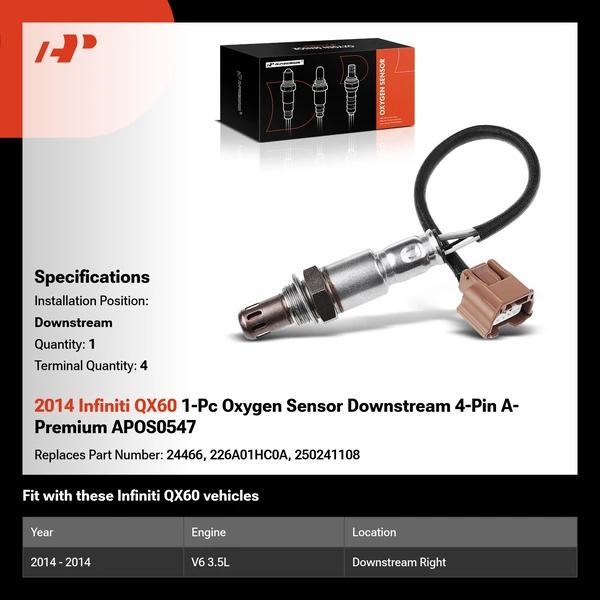 2014 Infiniti QX60 1-Pc Oxygen Sensor Downstream 4-Pin A-Premium APOS0547