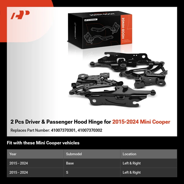 2 Pcs Driver & Passenger Hood Hinge for 2015-2024 Mini Cooper
