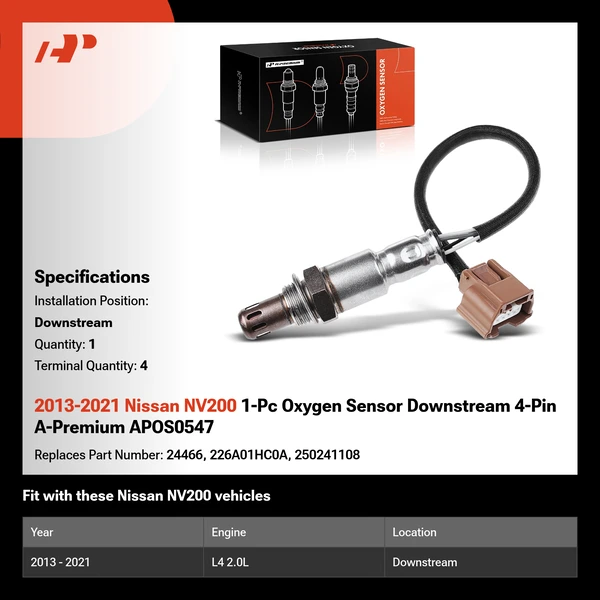 2013-2021 Nissan NV200 1-Pc Oxygen Sensor Downstream 4-Pin A-Premium APOS0547