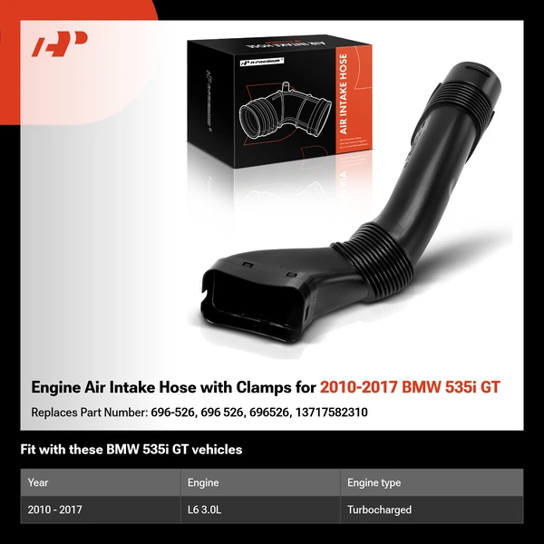 Engine Air Intake Hose with Clamps for 2010-2017 BMW 535i GT