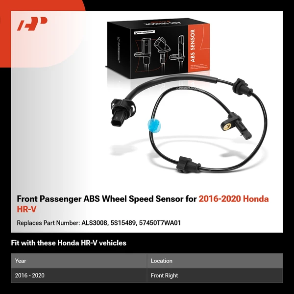 Front Passenger ABS Wheel Speed Sensor for 2016-2020 Honda HR-V