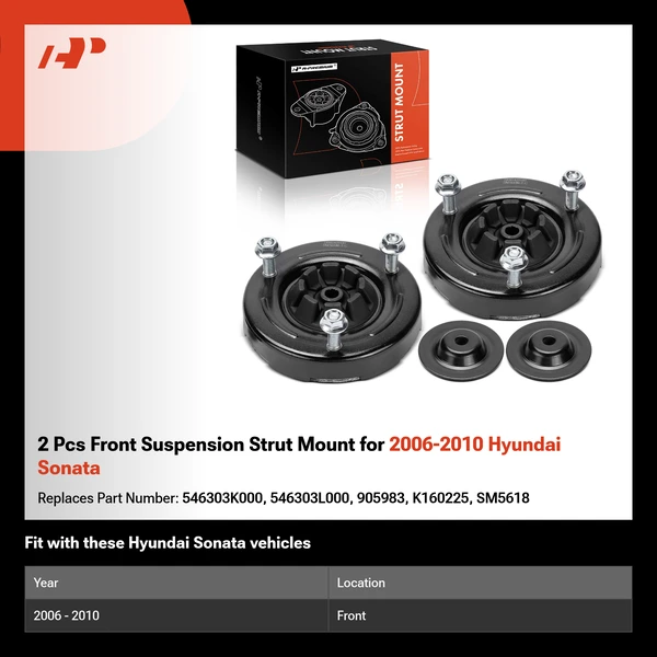 2 Pcs Front Suspension Strut Mount for 2006-2010 Hyundai Sonata