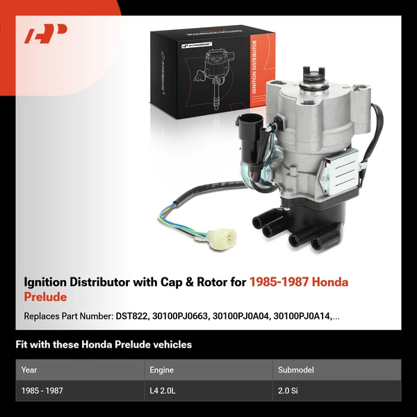 Ignition Distributor with Cap & Rotor for 1985-1987 Honda Prelude