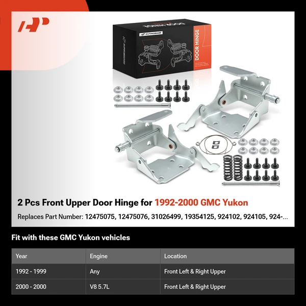 2 Pcs Front Upper Door Hinge for 1992-2000 GMC Yukon