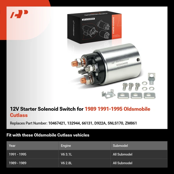 12V Starter Solenoid Switch for 1989 1991-1995 Oldsmobile Cutlass