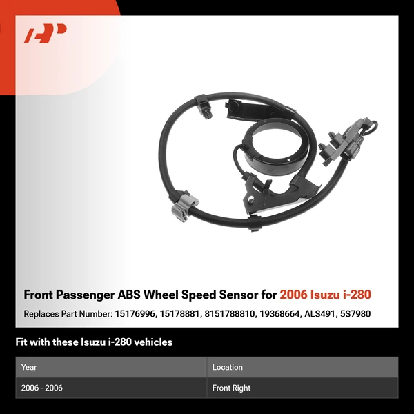 Front Passenger ABS Wheel Speed Sensor for 2006 Isuzu i-280