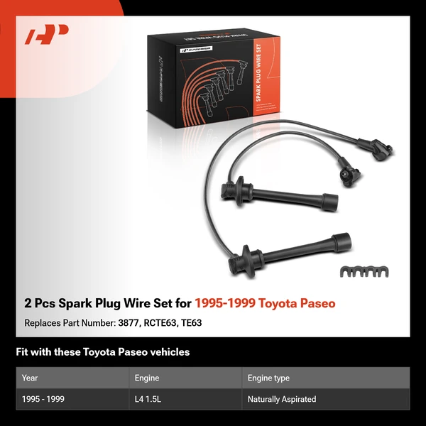 2 Pcs Spark Plug Wire Set for 1995-1999 Toyota Paseo
