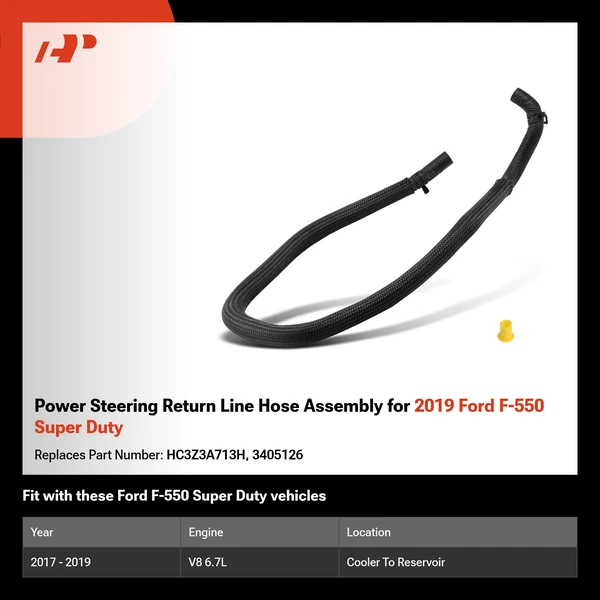Power Steering Return Line Hose Assembly for 2019 Ford F-550 Super Duty