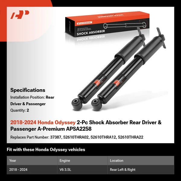 2018-2024 Honda Odyssey 2-Pc Shock Absorber Rear Driver & Passenger A-Premium APSA2258