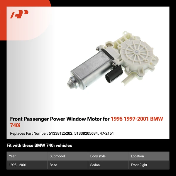 Front Passenger Power Window Motor for 1995 1997-2001 BMW 740i