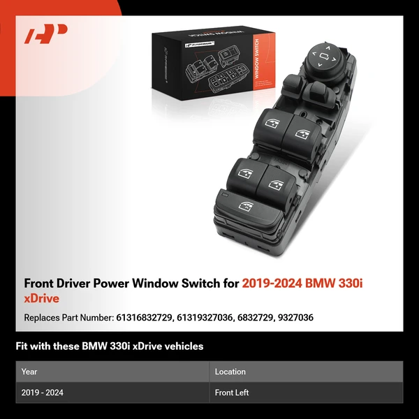 Front Driver Power Window Switch for 2019-2024 BMW 330i xDrive