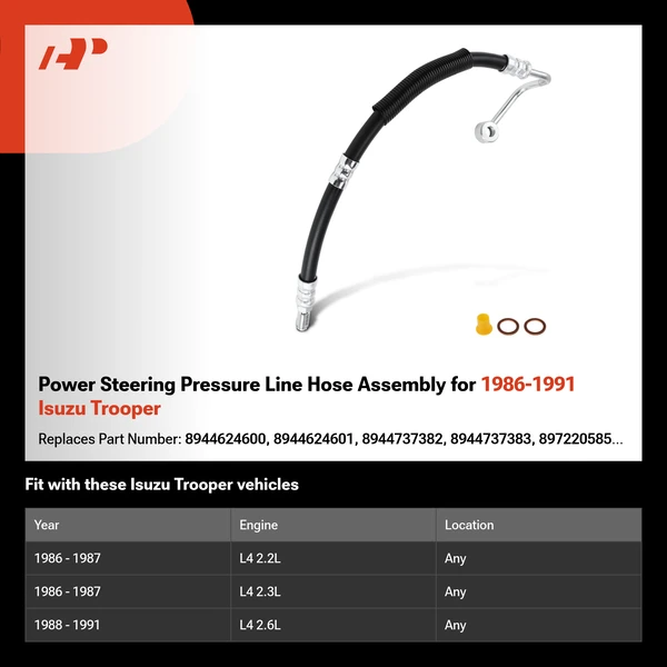 Power Steering Pressure Line Hose Assembly for 1986-1991 Isuzu Trooper