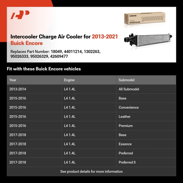 Intercooler Charge Air Cooler for 2013-2021 Buick Encore