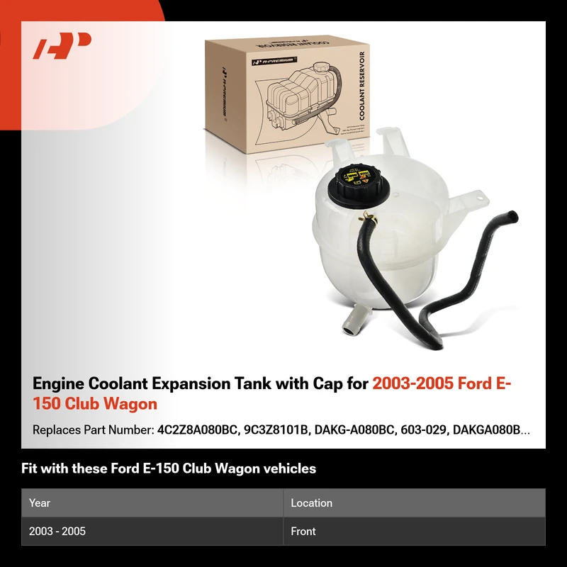 Engine Coolant Expansion Tank with Cap for 2003-2005 Ford E-150 Club Wagon