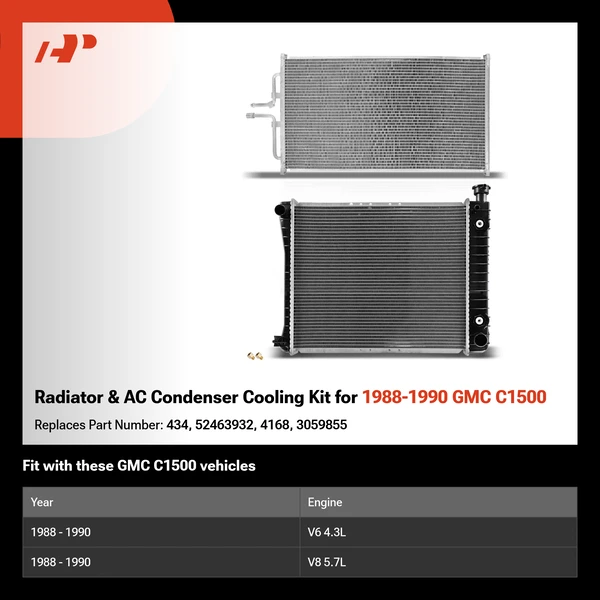 Radiator & AC Condenser Cooling Kit for 1988-1990 GMC C1500