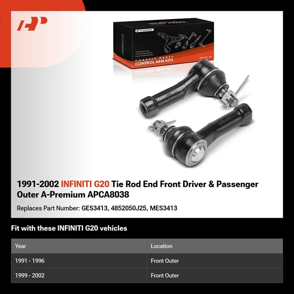 1991-2002 INFINITI G20 Tie Rod End Front Driver & Passenger Outer A-Premium APCA8038