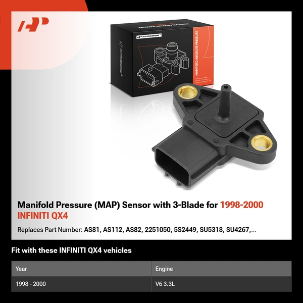 Manifold Pressure (MAP) Sensor with 3-Blade for 1998-2000 INFINITI QX4