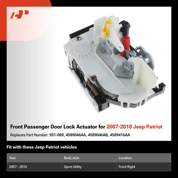 Front Passenger Door Lock Actuator for 2007-2010 Jeep Patriot