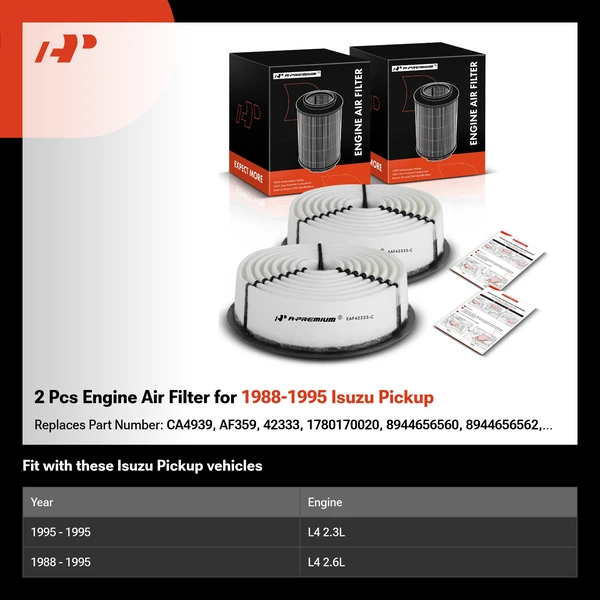 2 Pcs Engine Air Filter for 1988-1995 Isuzu Pickup