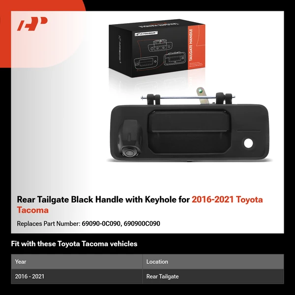 Rear Tailgate Black Handle with Keyhole for 2016-2021 Toyota Tacoma