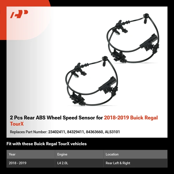 2 Pcs Rear ABS Wheel Speed Sensor for 2018-2019 Buick Regal TourX