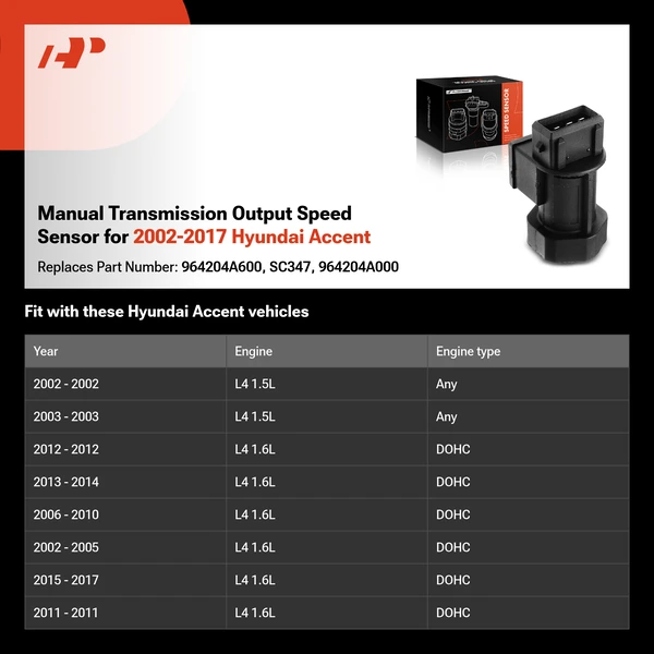 Manual Transmission Output Speed Sensor for 2002-2017 Hyundai Accent