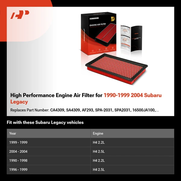 High Performance Engine Air Filter for 1990-1999 2004 Subaru Legacy