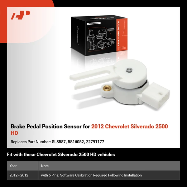 Brake Pedal Position Sensor for 2012 Chevrolet Silverado 2500 HD