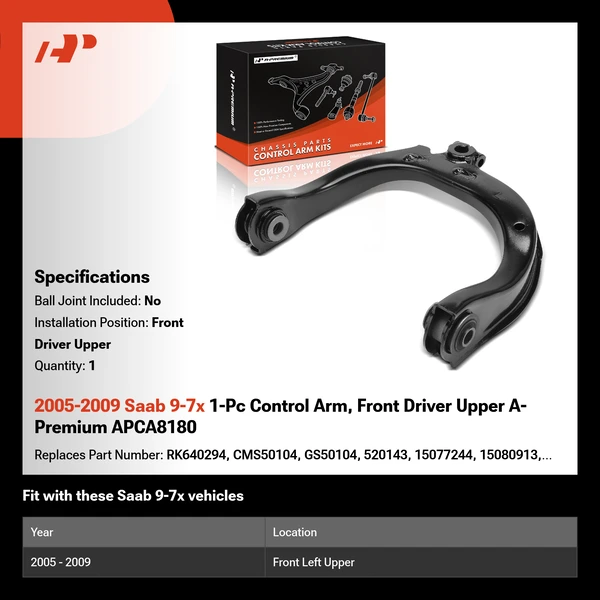 2005-2009 Saab 9-7x 1-Pc Control Arm, Front Driver Upper A-Premium APCA8180