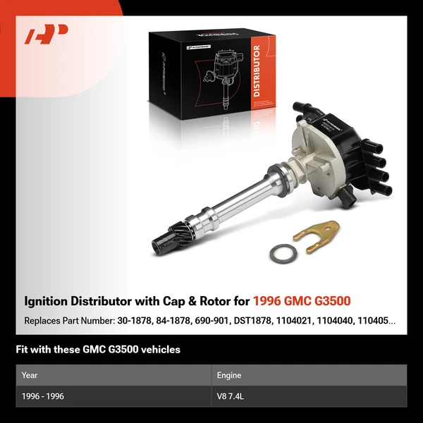 Ignition Distributor with Cap & Rotor for 1996 GMC G3500