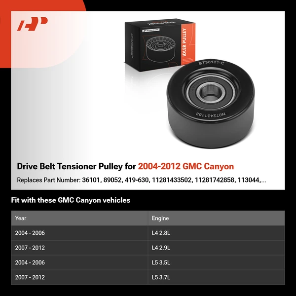 Drive Belt Tensioner Pulley for 2004-2012 GMC Canyon