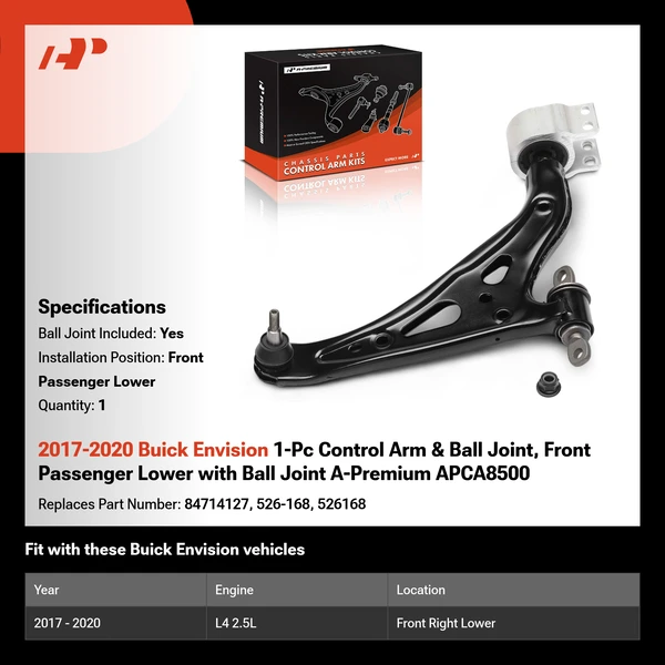 2017-2020 Buick Envision 1-Pc Control Arm & Ball Joint, Front Passenger Lower with Ball Joint A-Premium APCA8500