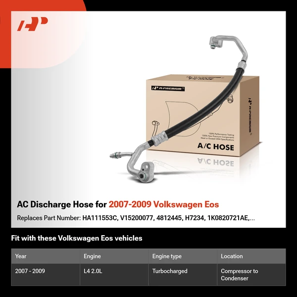 AC Discharge Hose for 2007-2009 Volkswagen Eos