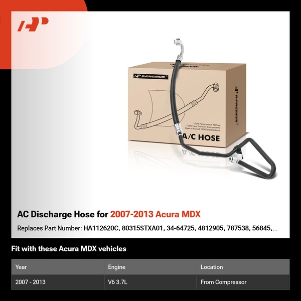 AC Discharge Hose for 2007-2013 Acura MDX