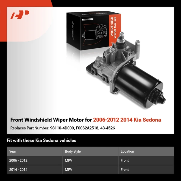 Front Windshield Wiper Motor for 2006-2012 2014 Kia Sedona