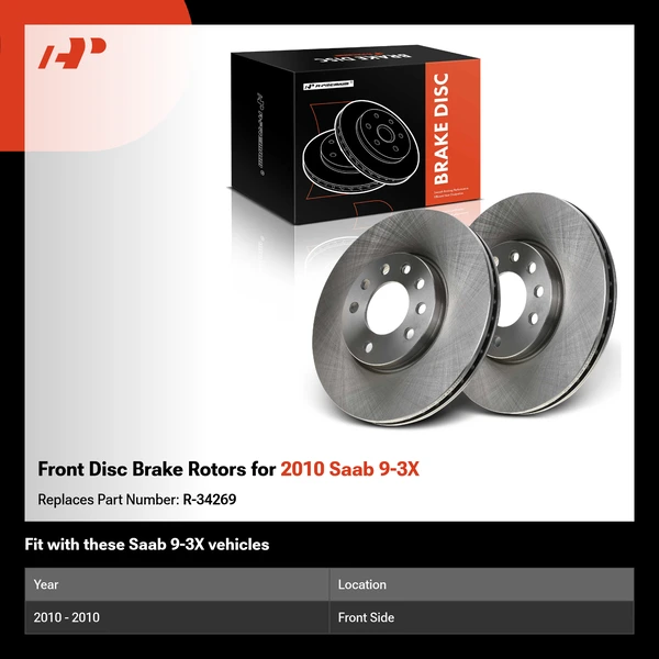 Front Disc Brake Rotors for 2010 Saab 9-3X