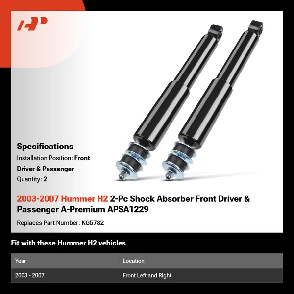 2003-2007 Hummer H2 2-Pc Shock Absorber Front Driver & Passenger A-Premium APSA1229