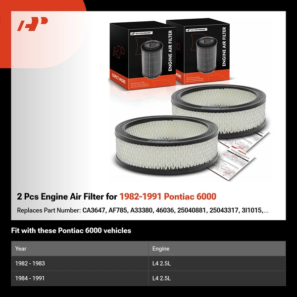 2 Pcs Engine Air Filter for 1982-1991 Pontiac 6000