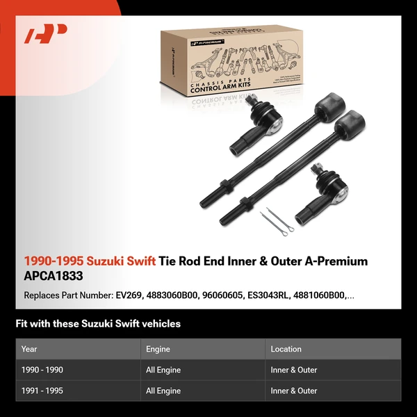 1990-1995 Suzuki Swift Tie Rod End Inner & Outer A-Premium APCA1833