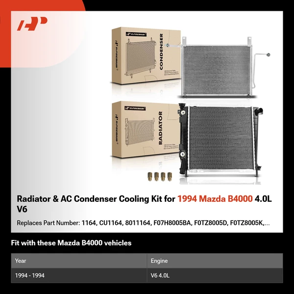 Radiator & AC Condenser Cooling Kit for 1994 Mazda B4000 4.0L V6