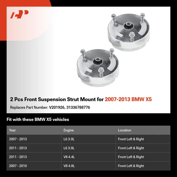 2 Pcs Front Suspension Strut Mount for 2007-2013 BMW X5