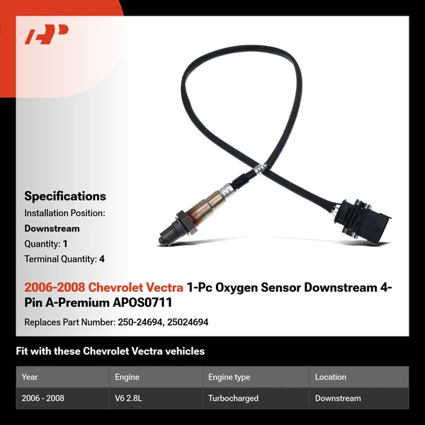 2006-2008 Chevrolet Vectra 1-Pc Oxygen Sensor Downstream 4-Pin A-Premium APOS0711