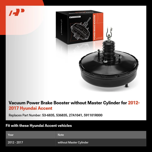 Vacuum Power Brake Booster without Master Cylinder for 2012-2017 Hyundai Accent