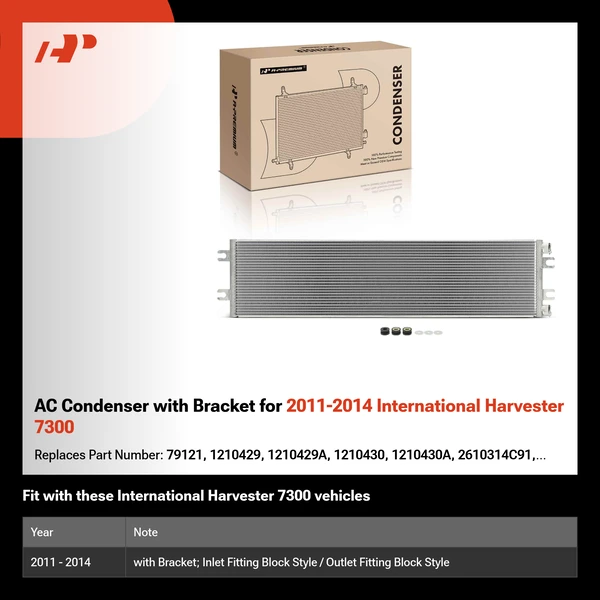 AC Condenser with Bracket for 2011-2014 International Harvester 7300