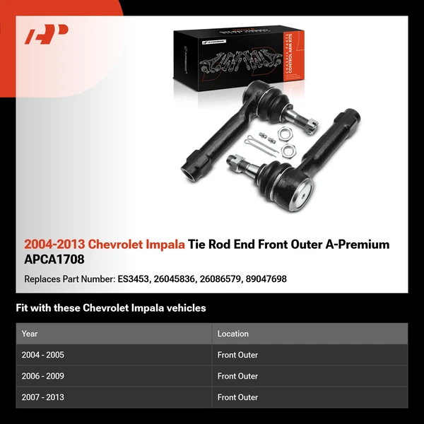 2004-2013 Chevrolet Impala Tie Rod End Front Outer A-Premium APCA1708