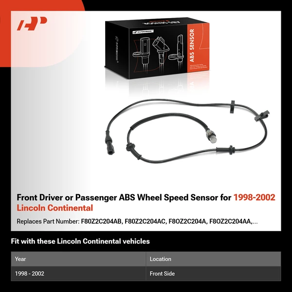 Front Driver or Passenger ABS Wheel Speed Sensor for 1998-2002 Lincoln Continental